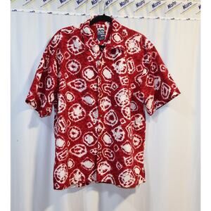 Vintage US Expedition Red and White Short Sleeve Mens Button-up Size M